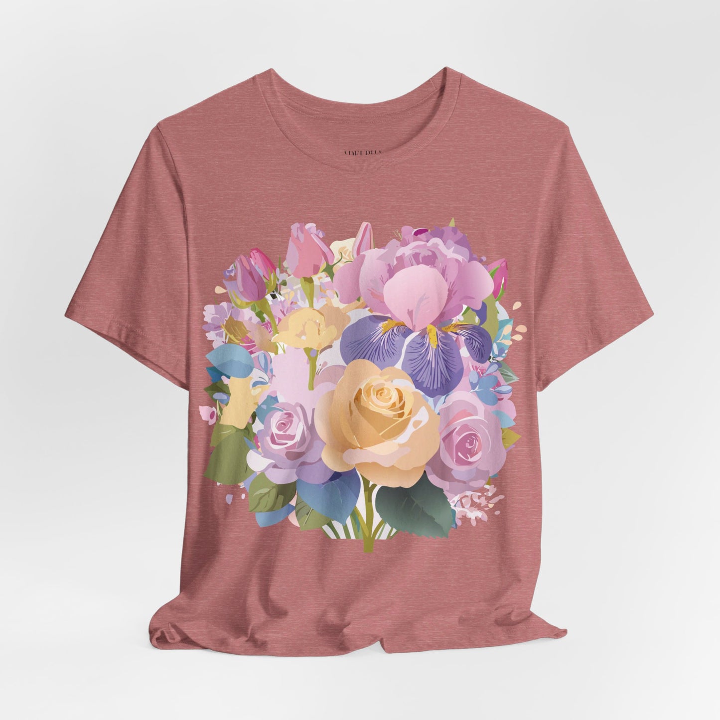 Natural Cotton Tee Shirt with Flowers