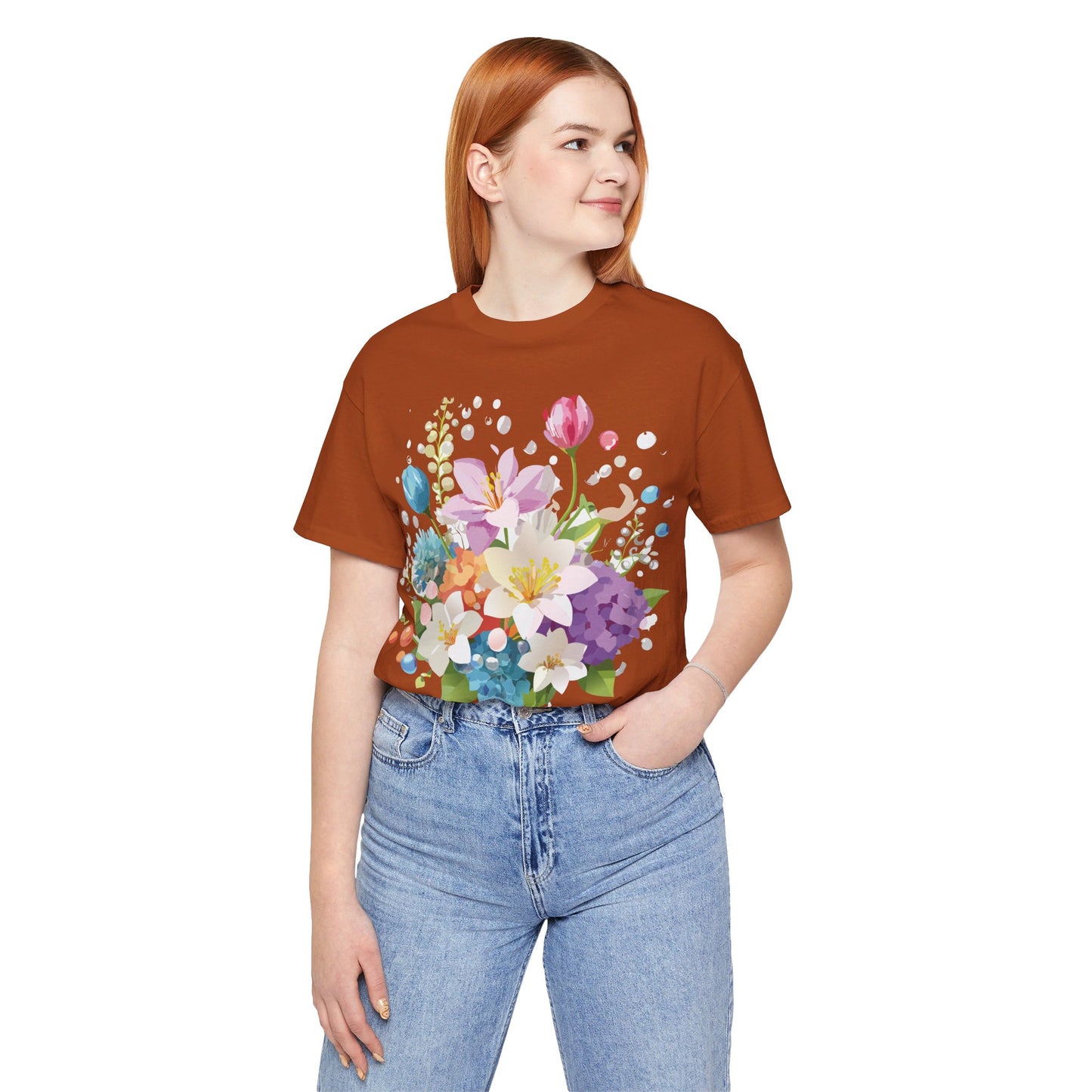 T-Shirt aus natürlicher Baumwolle mit Blumen