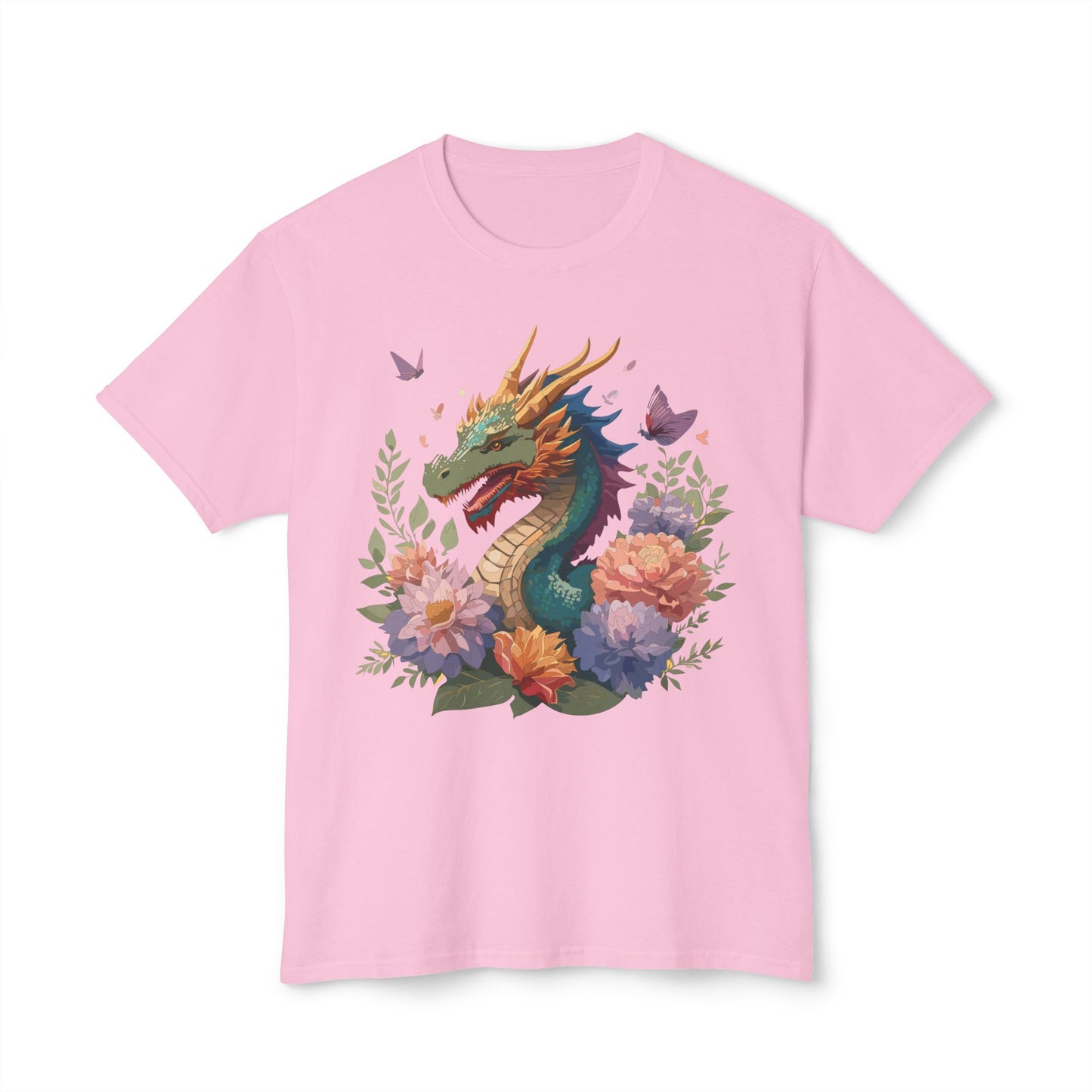 Dragon T-Shirt, Vintage Dragon Tee, Floral Tees, Dragon Art Design Shirt, Tee Shirt with Dragon 9