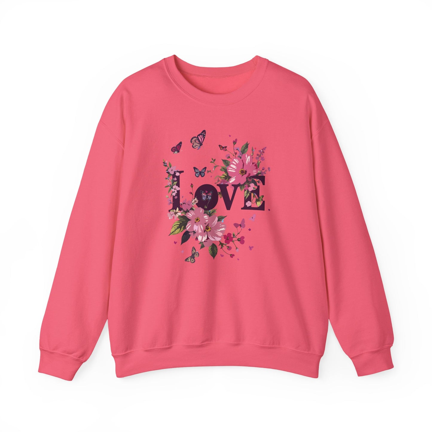 Unisex Floral Love Sweatshirt Fifty Fifty Cotton Poly Valentines Day Gift
