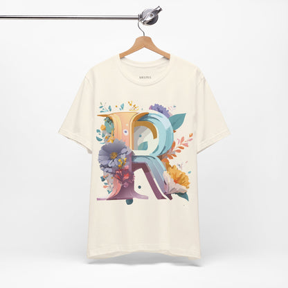 Natural Cotton Tee Shirt - Letters Collection - R Printify