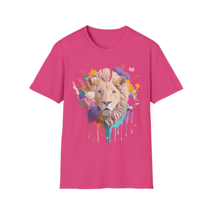 Unisex Lion Shirt Floral Lion Tee Softstyle 64000 Gildan Cotton Tee