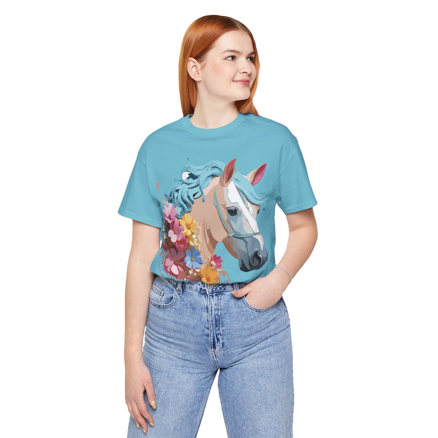 Natural Cotton Tee Shirt with Horse