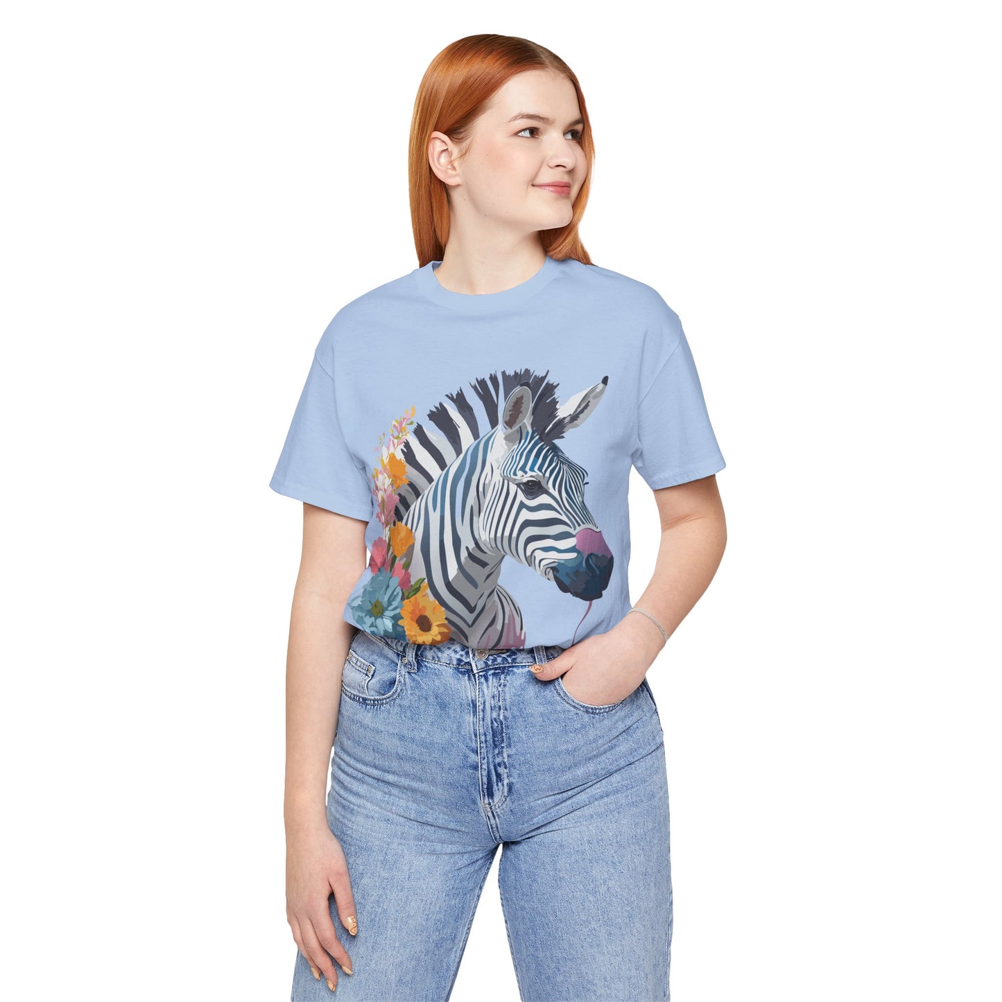 Natural Cotton Tee Shirt with Zebra