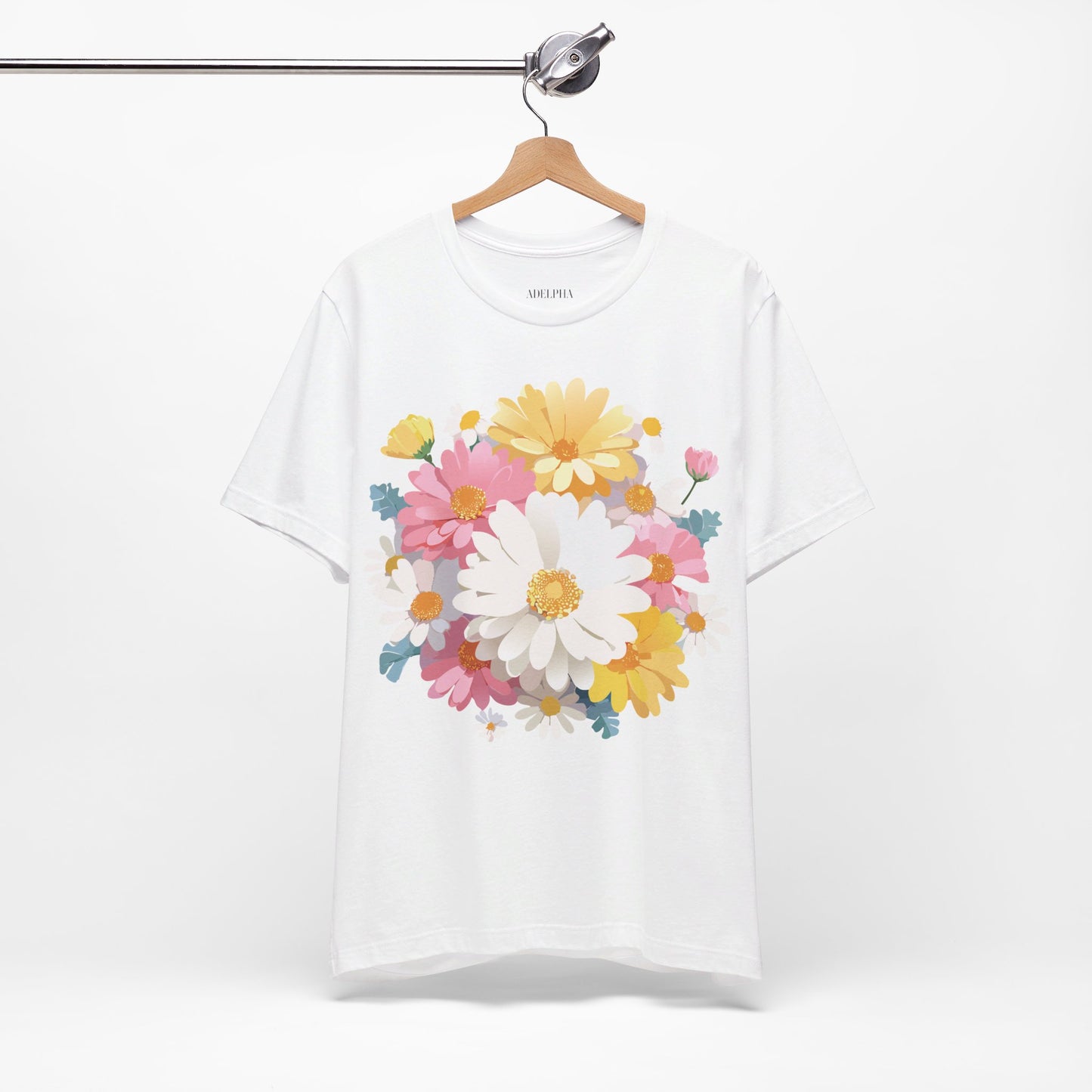 T-shirt en coton naturel avec fleurs