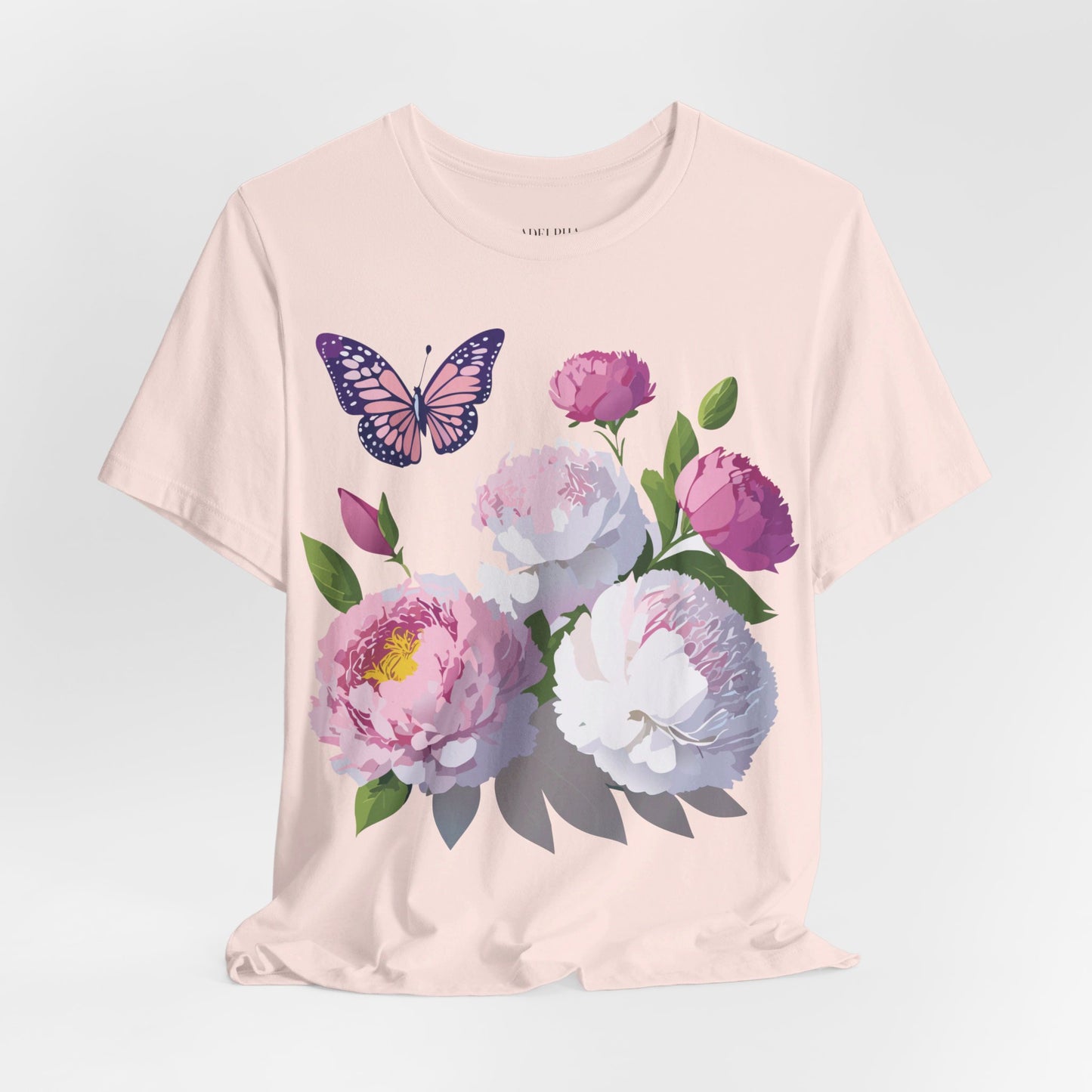 Natural Cotton Tee Shirt with Flowers