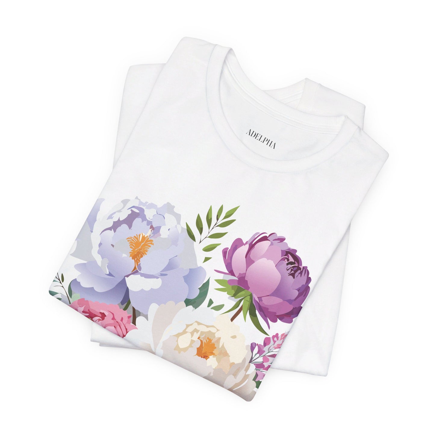 T-shirt en coton naturel avec fleurs