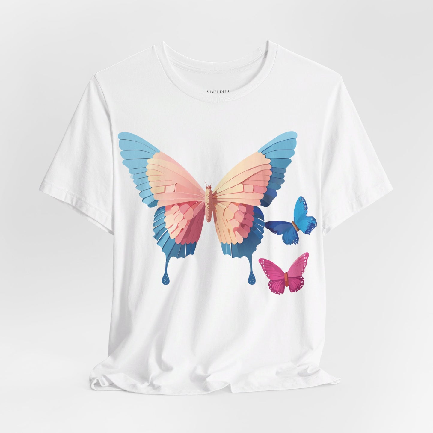 Natural Cotton Tee Shirt with Butterfly