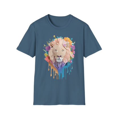 Unisex Lion Shirt Floral Lion Tee Softstyle Gildan 64000 100 Percent Cotton