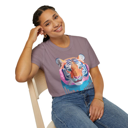 Tiger Print Unisex Softstyle Breathable Cotton Tee 64000 Gildan Shirt