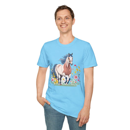 Unisex Horse Tee Softstyle Cotton Shirt With Animals Design Graphic
