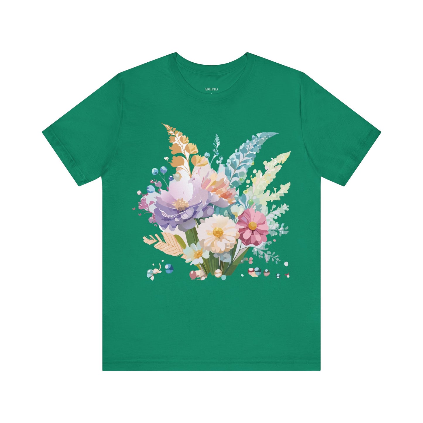 Natural Cotton Tee Shirt with Flowers