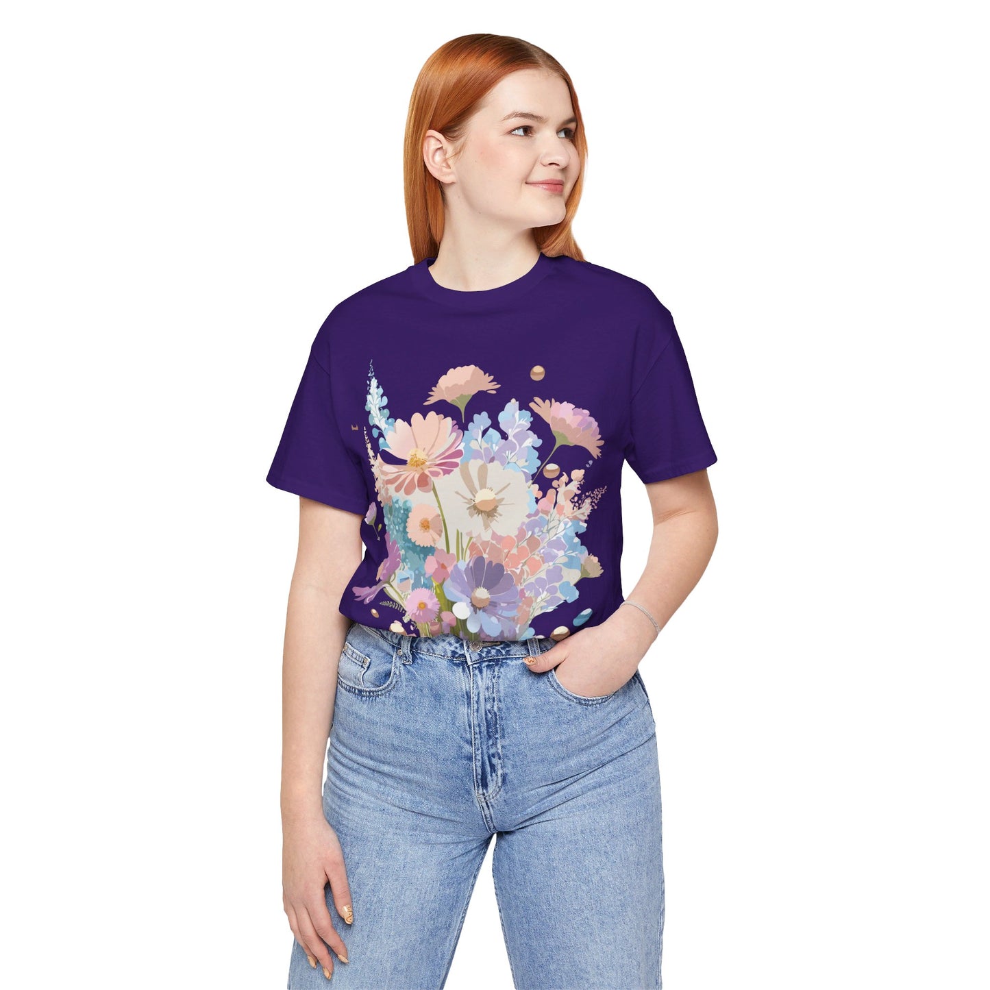 T-Shirt aus natürlicher Baumwolle mit Blumen