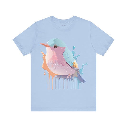 Natural Cotton Tee Shirt with Bird