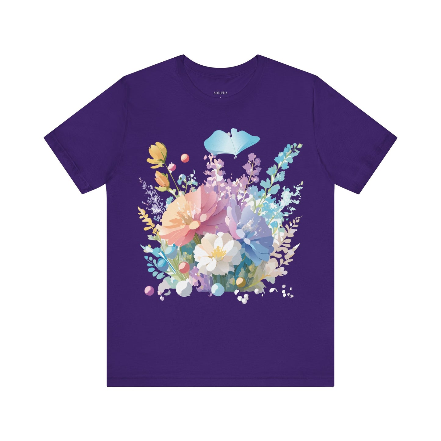 Natural Cotton Tee Shirt with Flowers