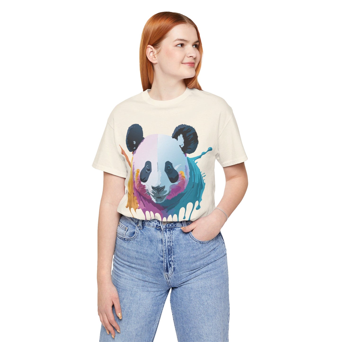 Natural Cotton Tee Shirt with Panda