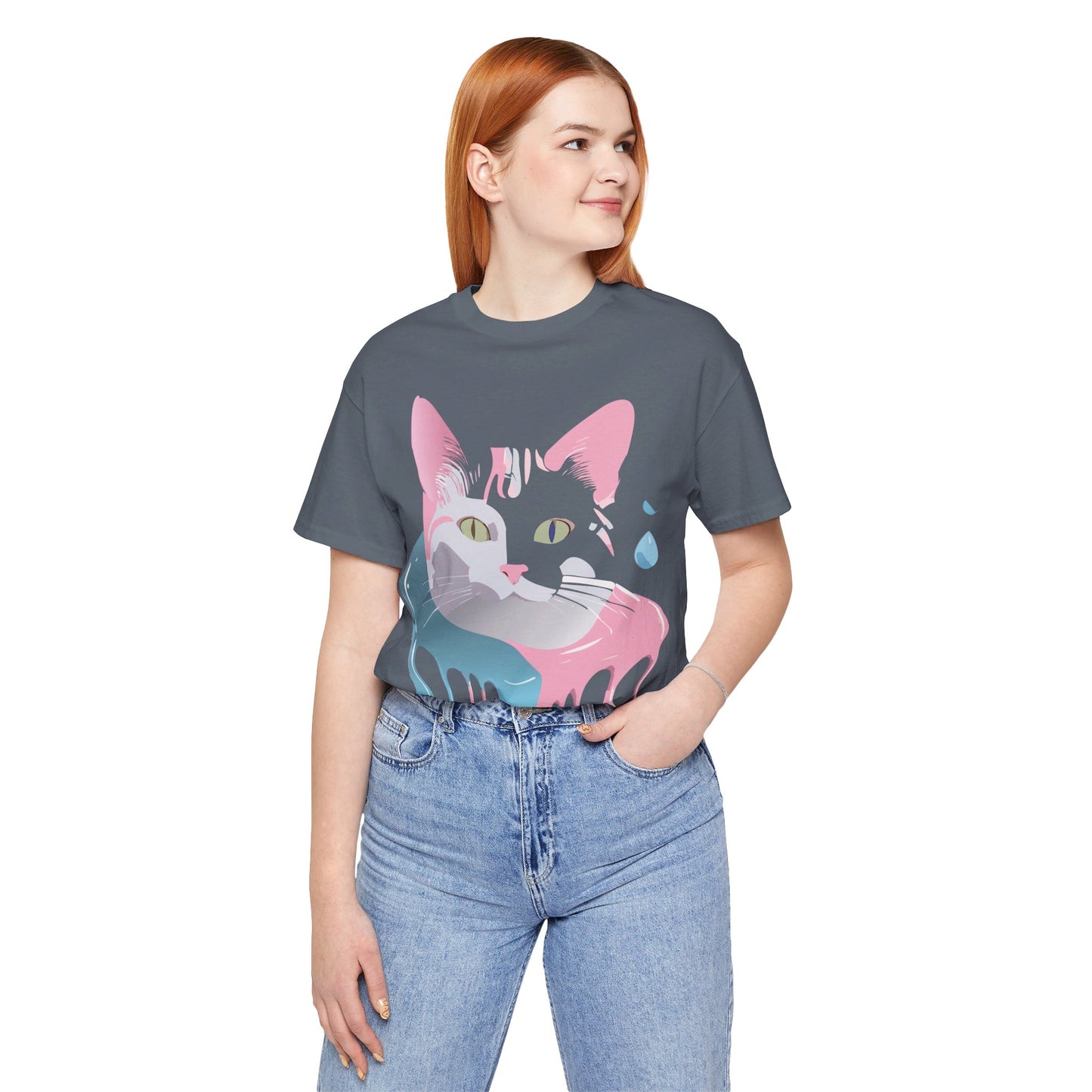 Natural Cotton Tee Shirt with Cat