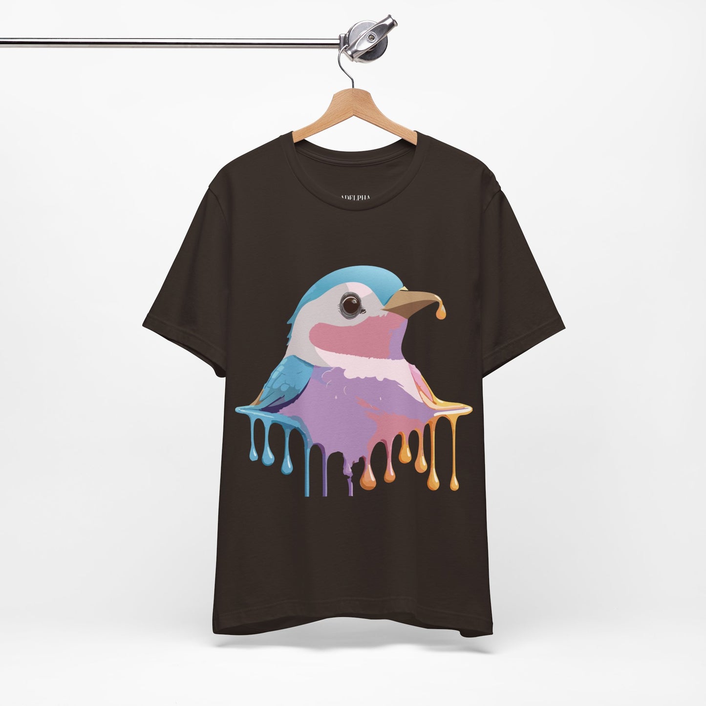 Natural Cotton Tee Shirt with Bird