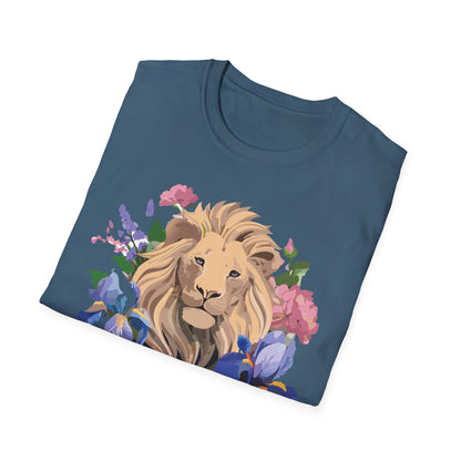 Unisex Softstyle Lion Shirt Floral Lion Tee Animal Print Graphic Tee