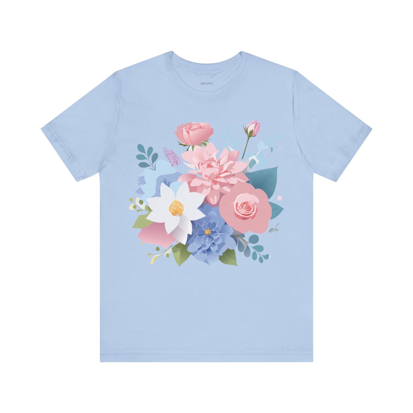 Natural Cotton Tee Shirt with Flowers