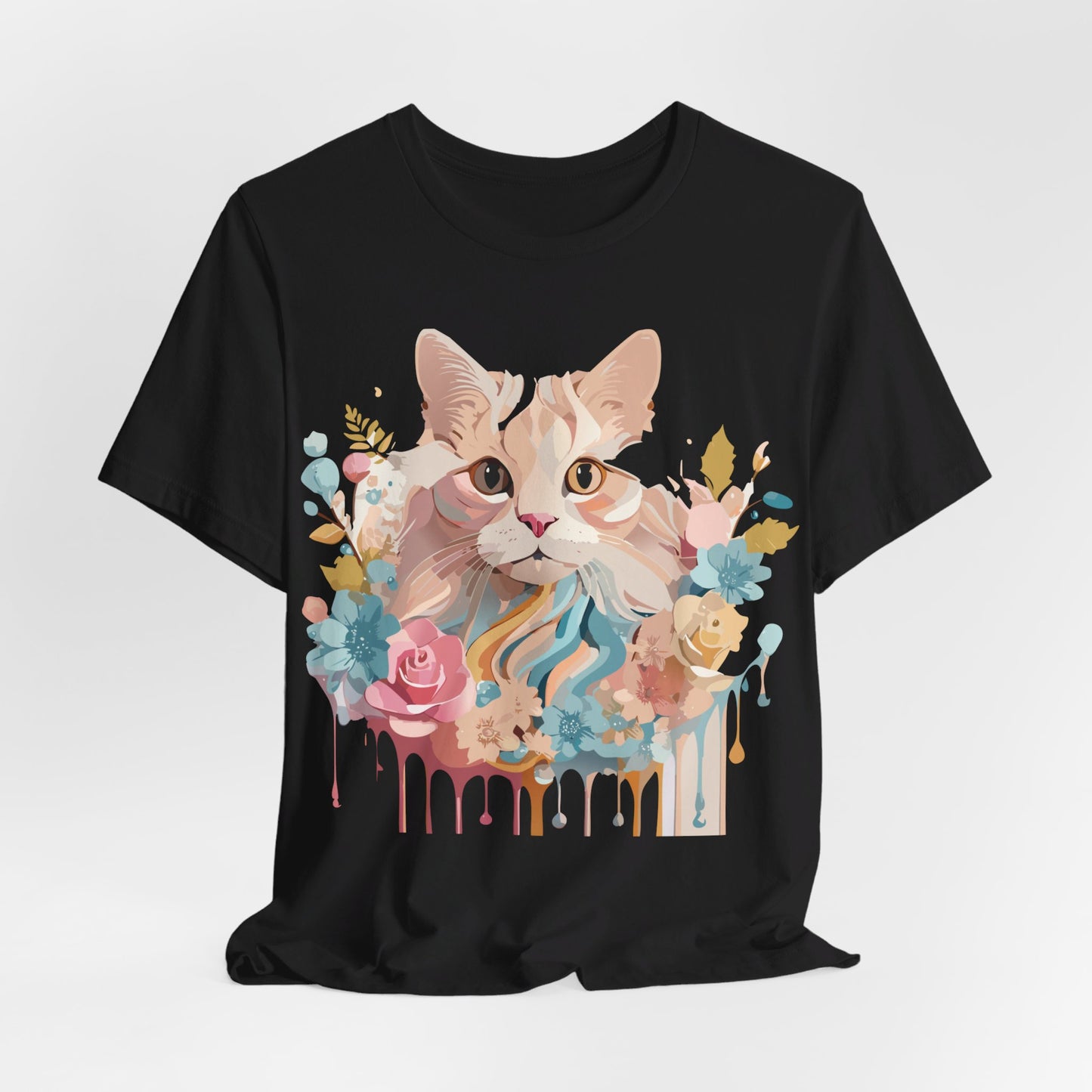 Natural Cotton Tee Shirt with Cat