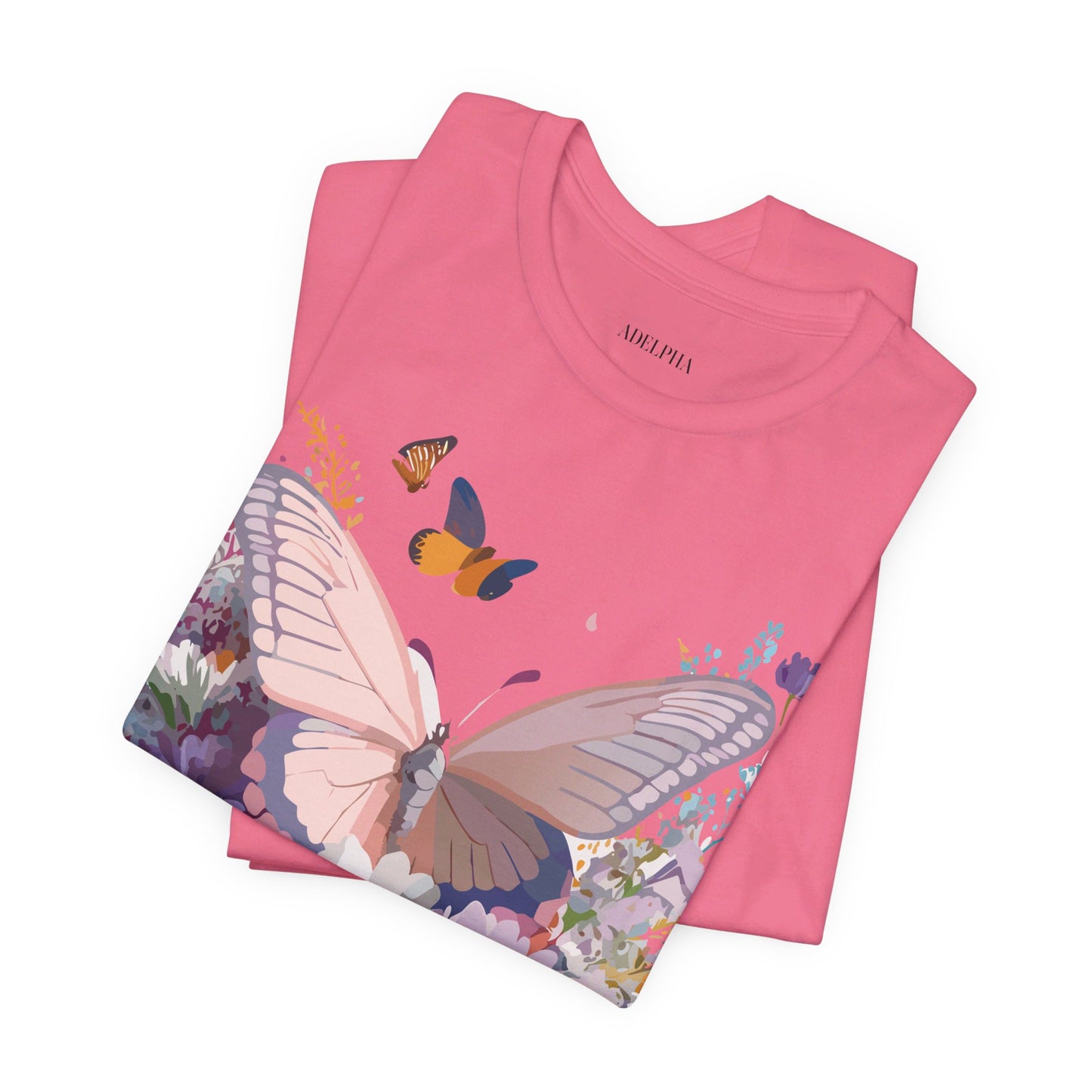 Natural Cotton Tee Shirt with Butterfly