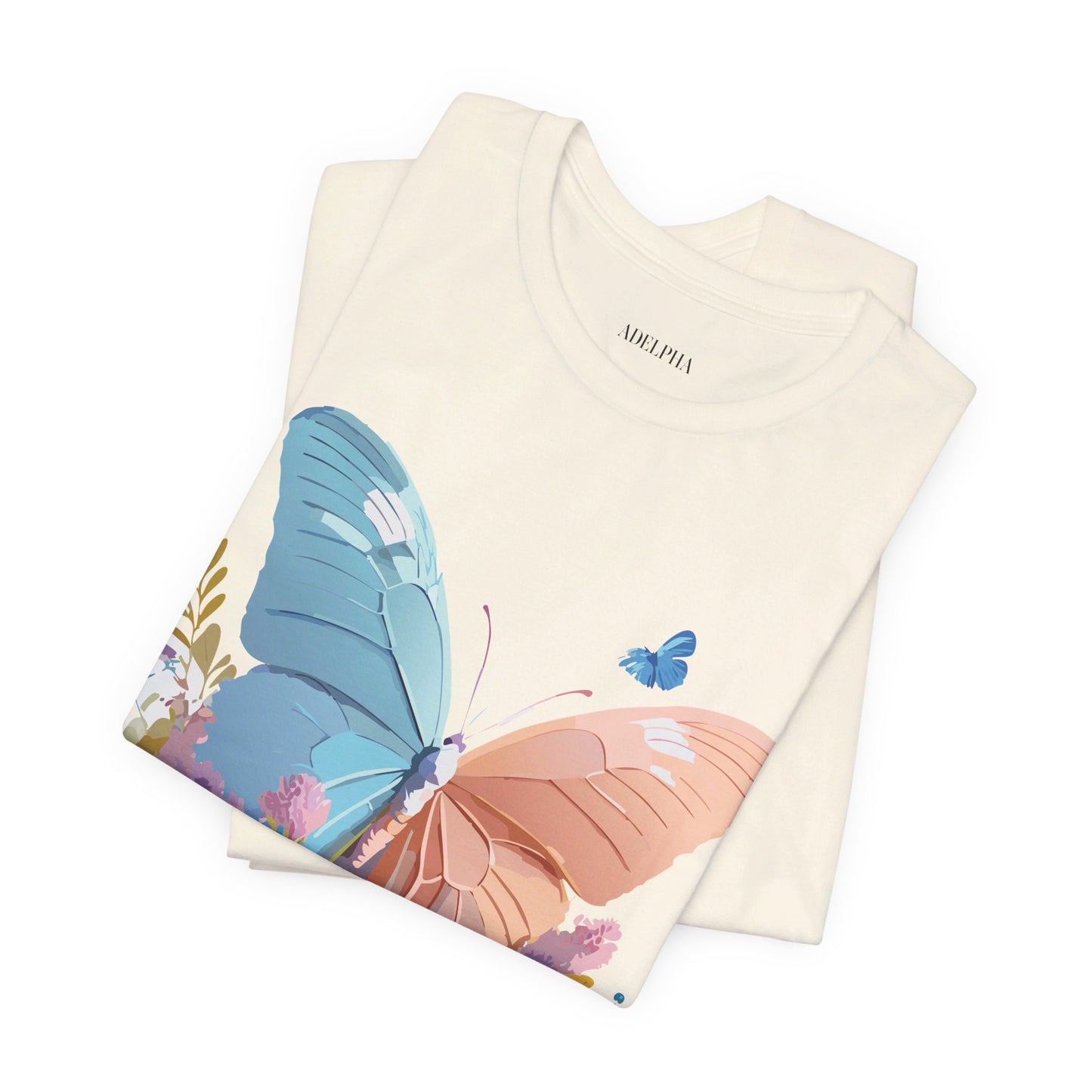 Natural Cotton Tee Shirt with Butterfly