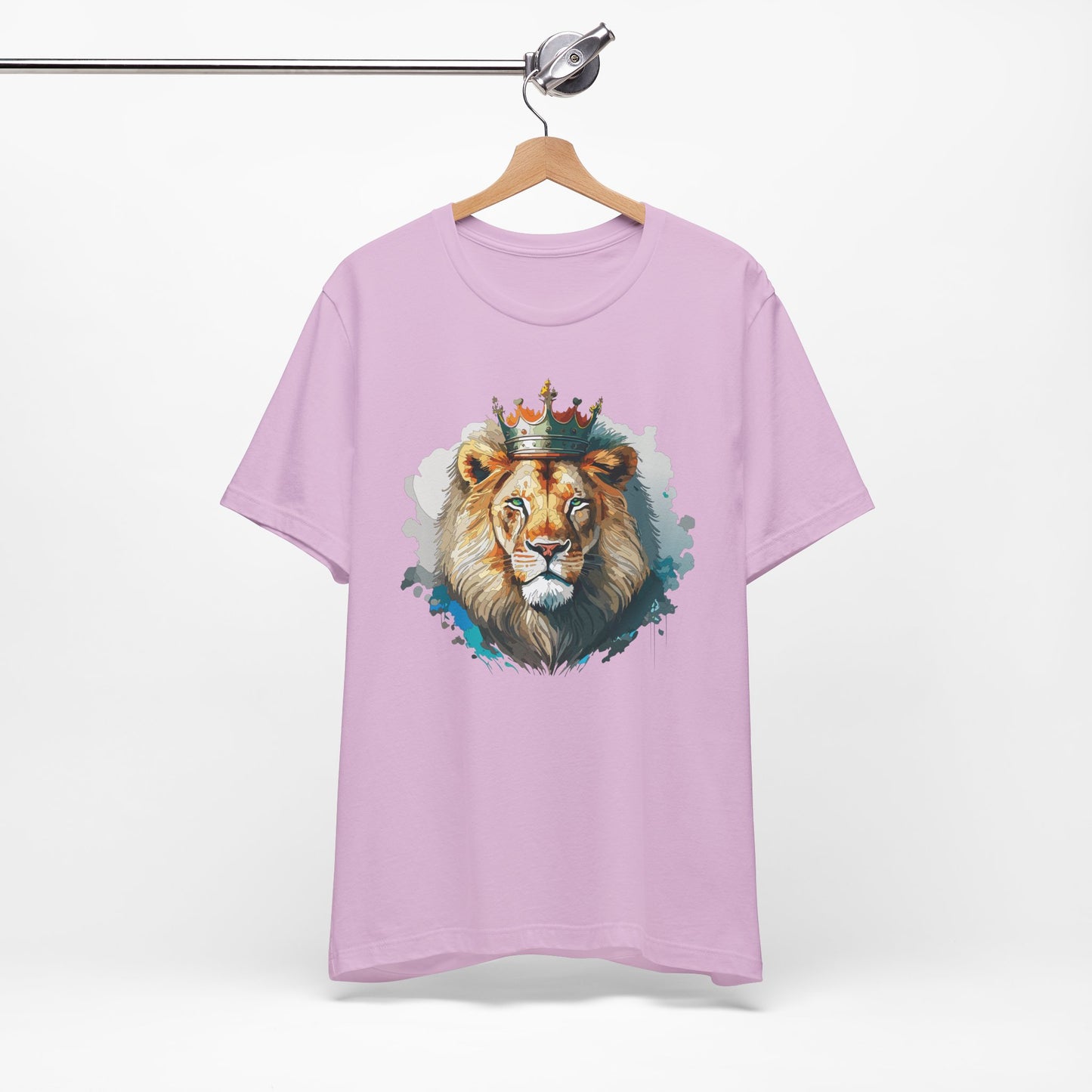 Lion with Crown Tee Unisex Cotton Watercolor King Lion Graphic T-Shirt 2