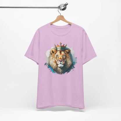 Lion with Crown Tee Unisex Cotton Watercolor King Lion Graphic T-Shirt 2