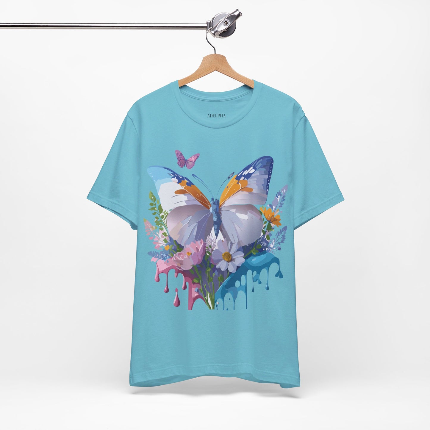 Natural Cotton Tee Shirt with Butterfly