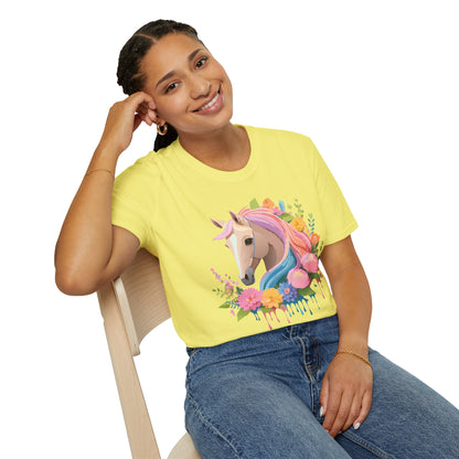 Unisex Horse Shirt Soft Cotton Tee With Animal Artwork Gildan Softstyle