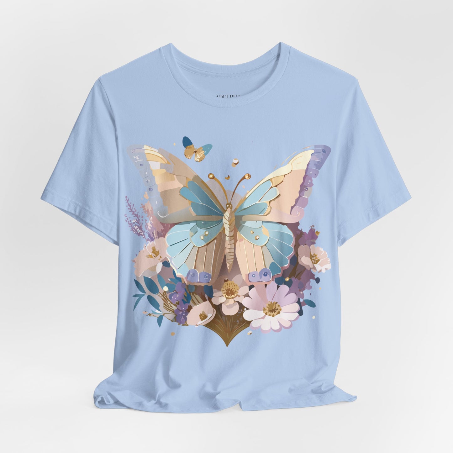 Natural Cotton Tee Shirt with Butterfly