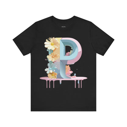 Natural Cotton Tee Shirt - Letters Collection - P Printify