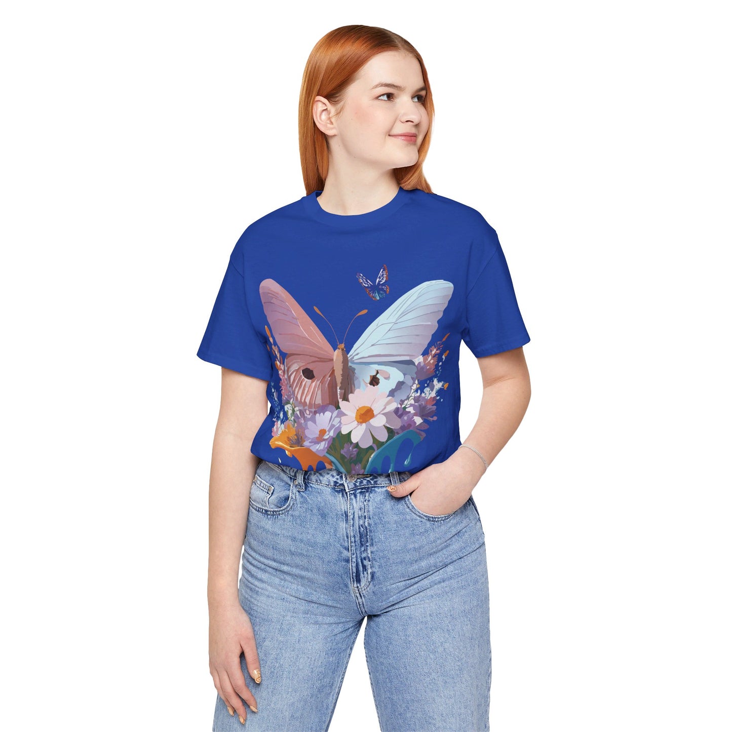 Natural Cotton Tee Shirt with Butterfly