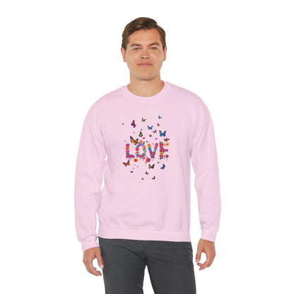 Unisex Floral Love Butterfly Sweatshirt 50 50 Cotton Poly Valentines Day