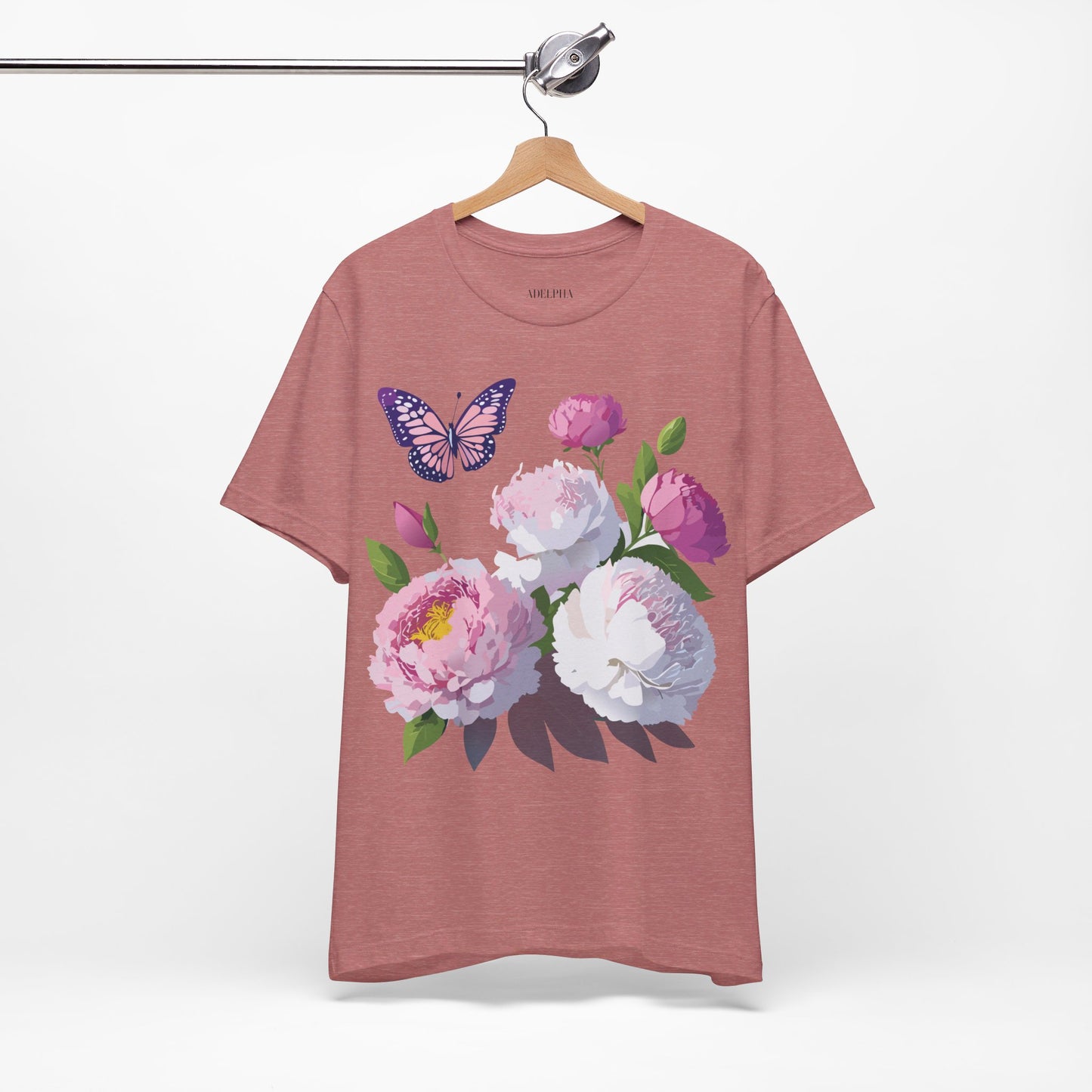 Natural Cotton Tee Shirt with Flowers