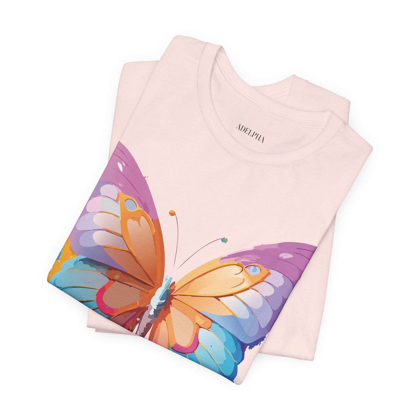 Natural Cotton Tee Shirt with Butterfly