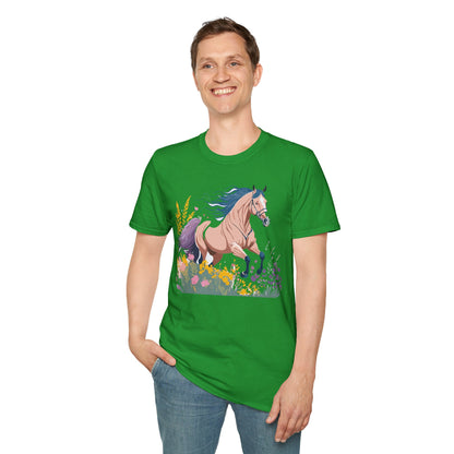 Unisex Horse Shirt With Animal Design Gildan Softstyle 64000 Tee