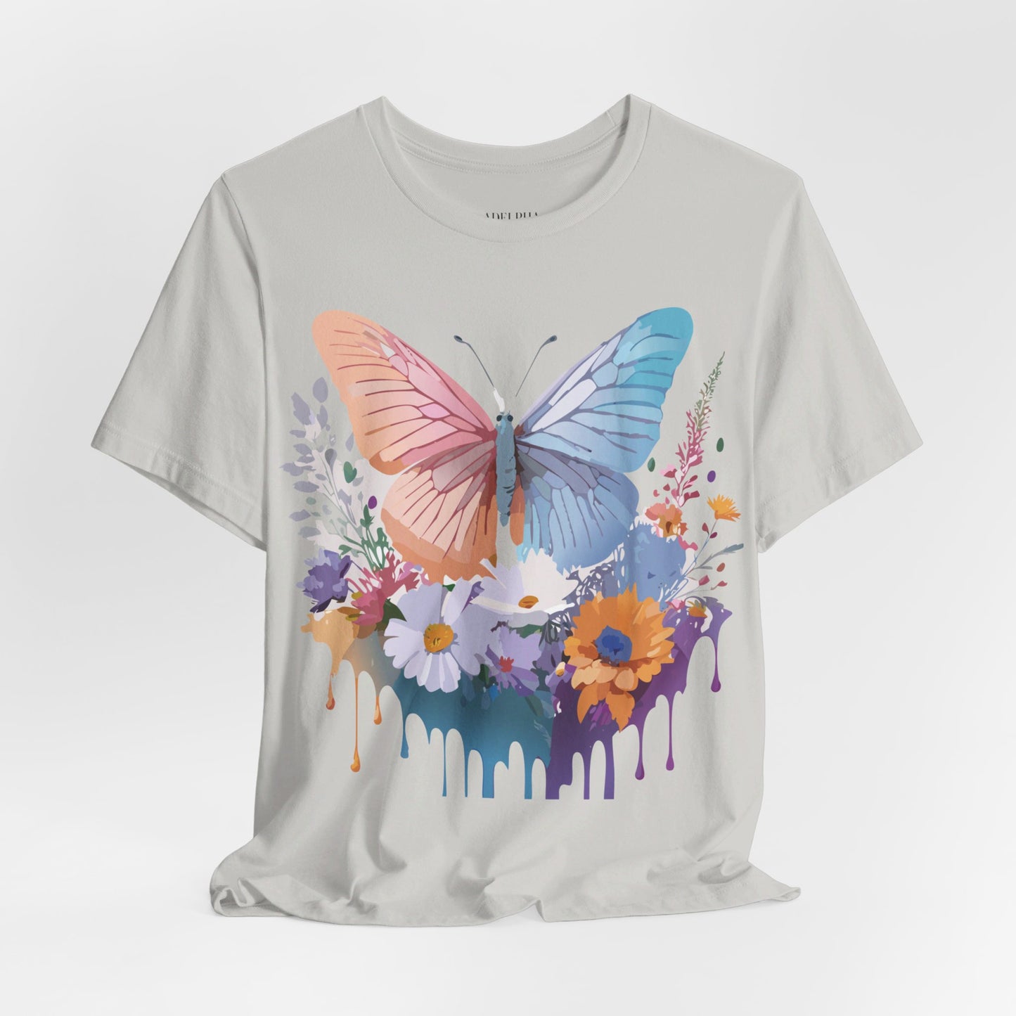 Natural Cotton Tee Shirt with Butterfly