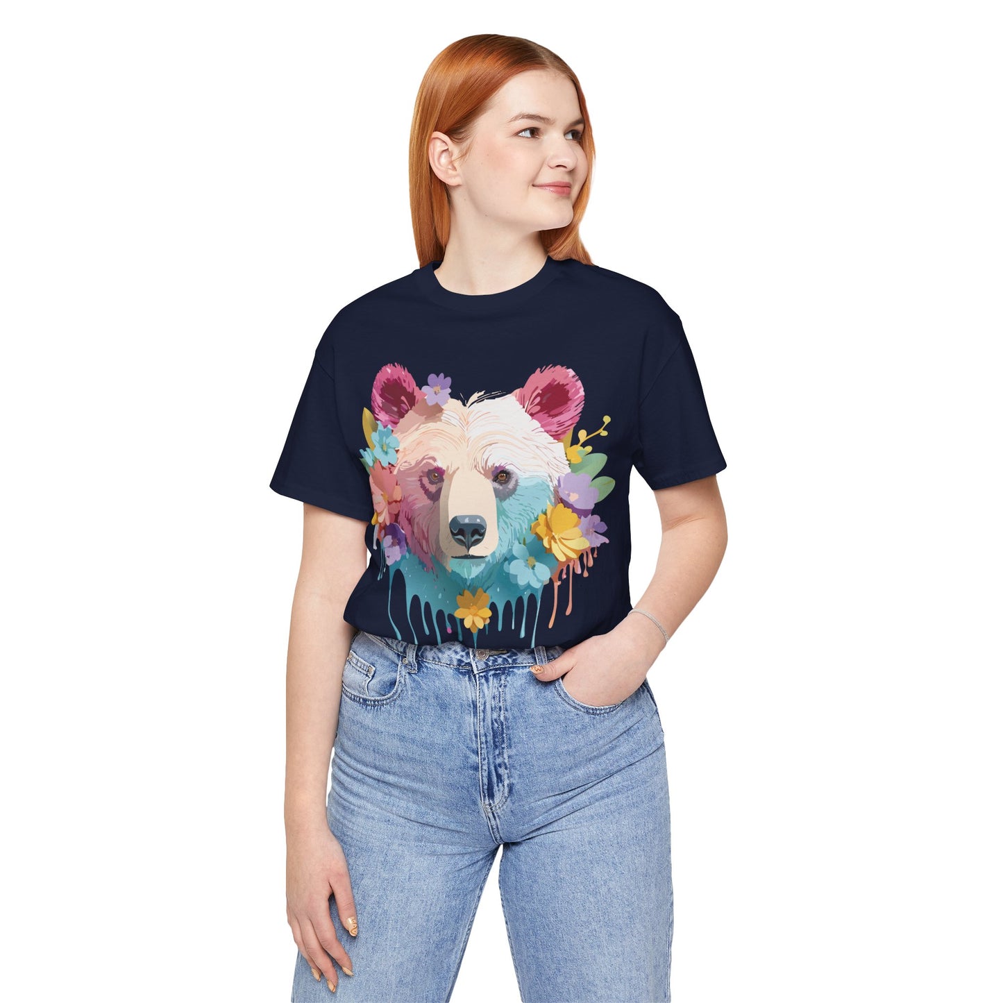 Natural Cotton Tee Shirt with Bear