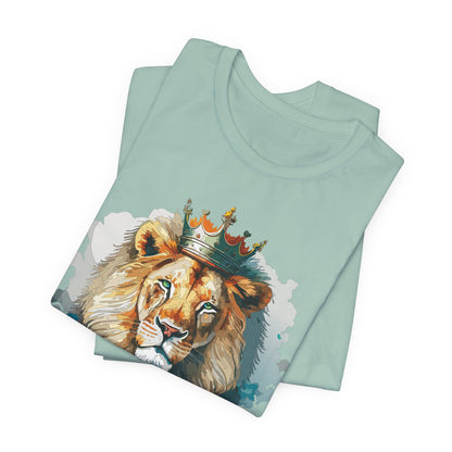 Lion with Crown Tee Unisex Cotton Watercolor King Lion Graphic T-Shirt 2