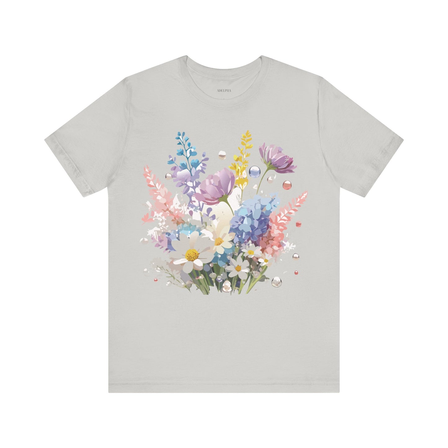 Natural Cotton Tee Shirt with Flowers