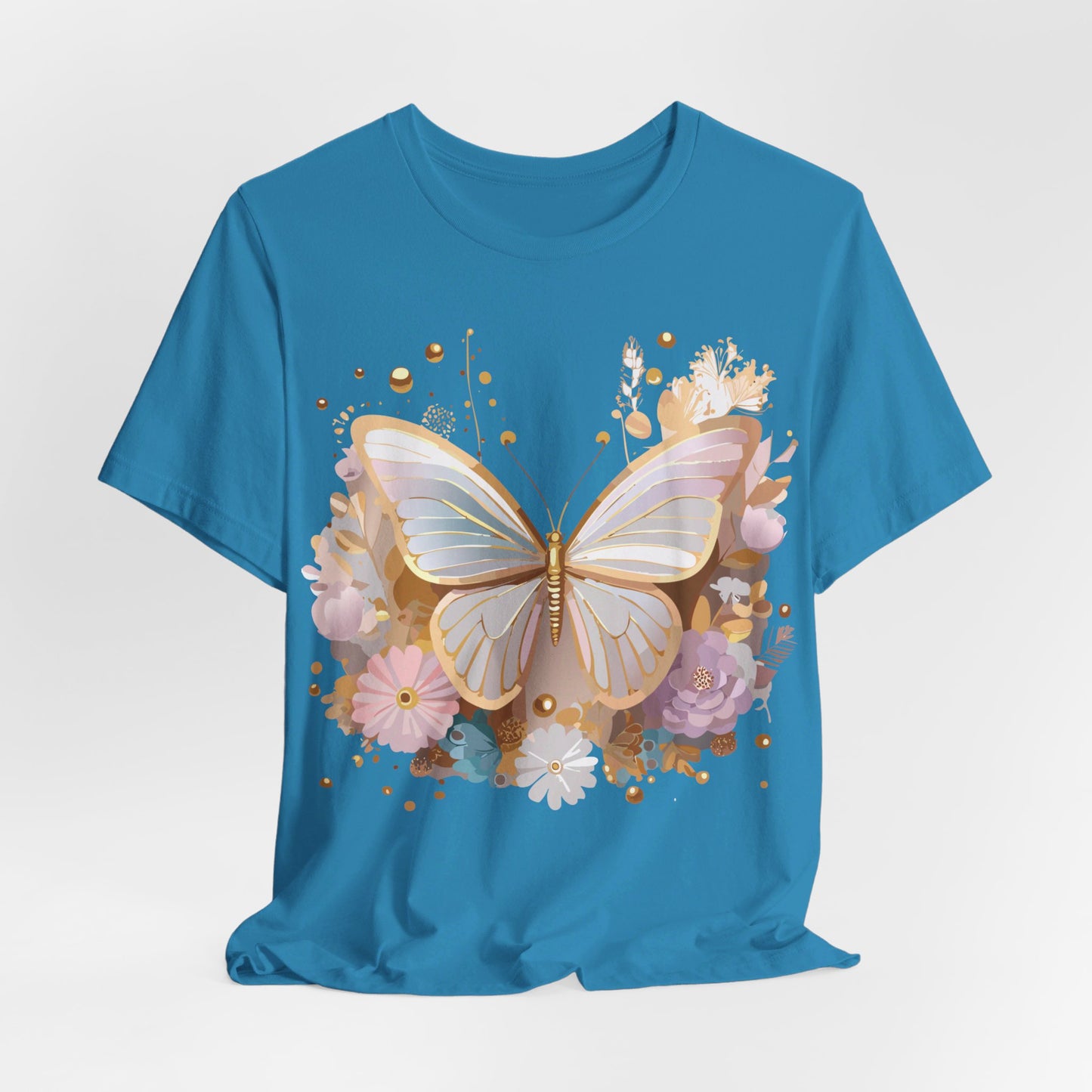 Natural Cotton Tee Shirt with Butterfly