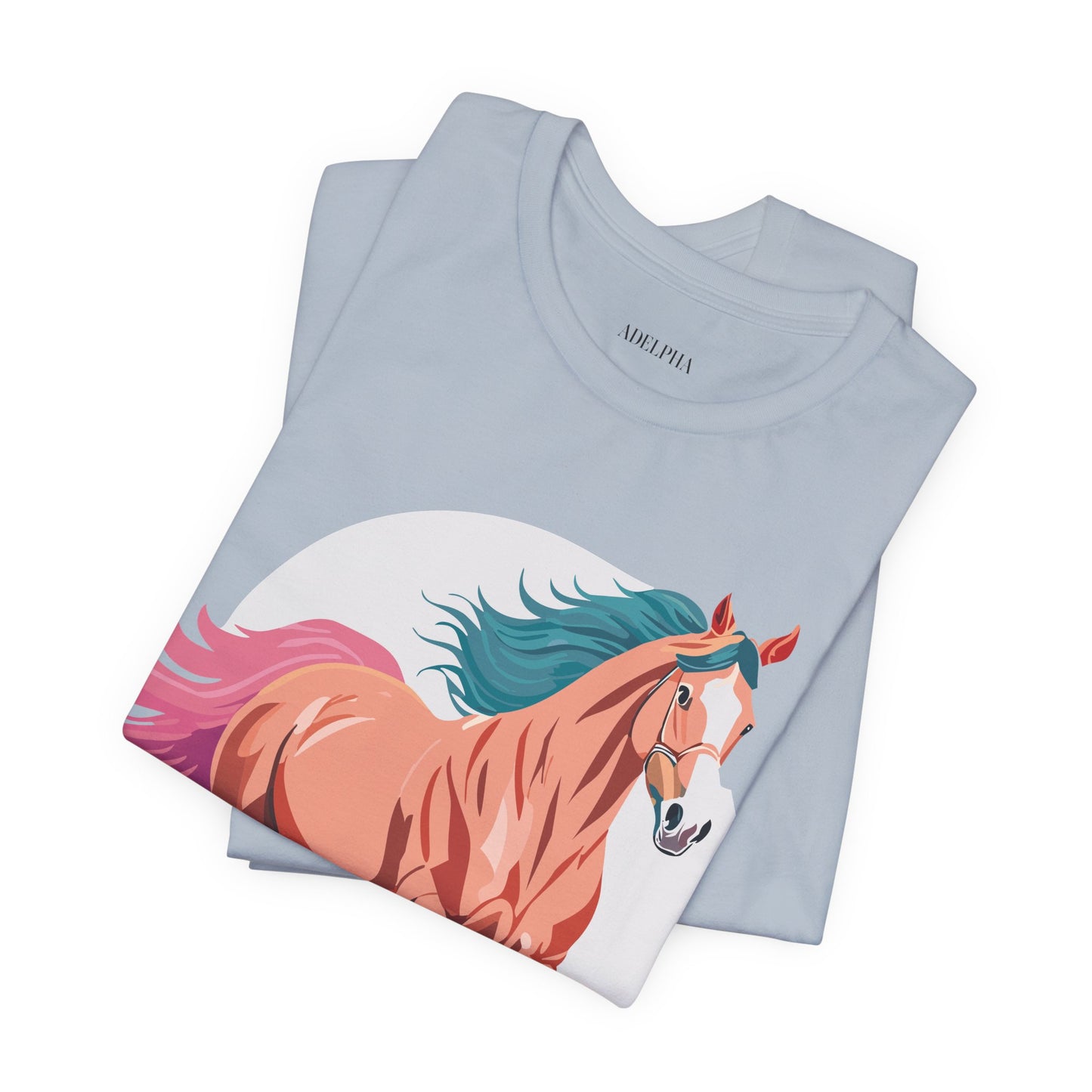 Natural Cotton Tee Shirt with Horse