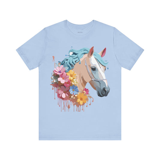 Natural Cotton Tee Shirt with Horse