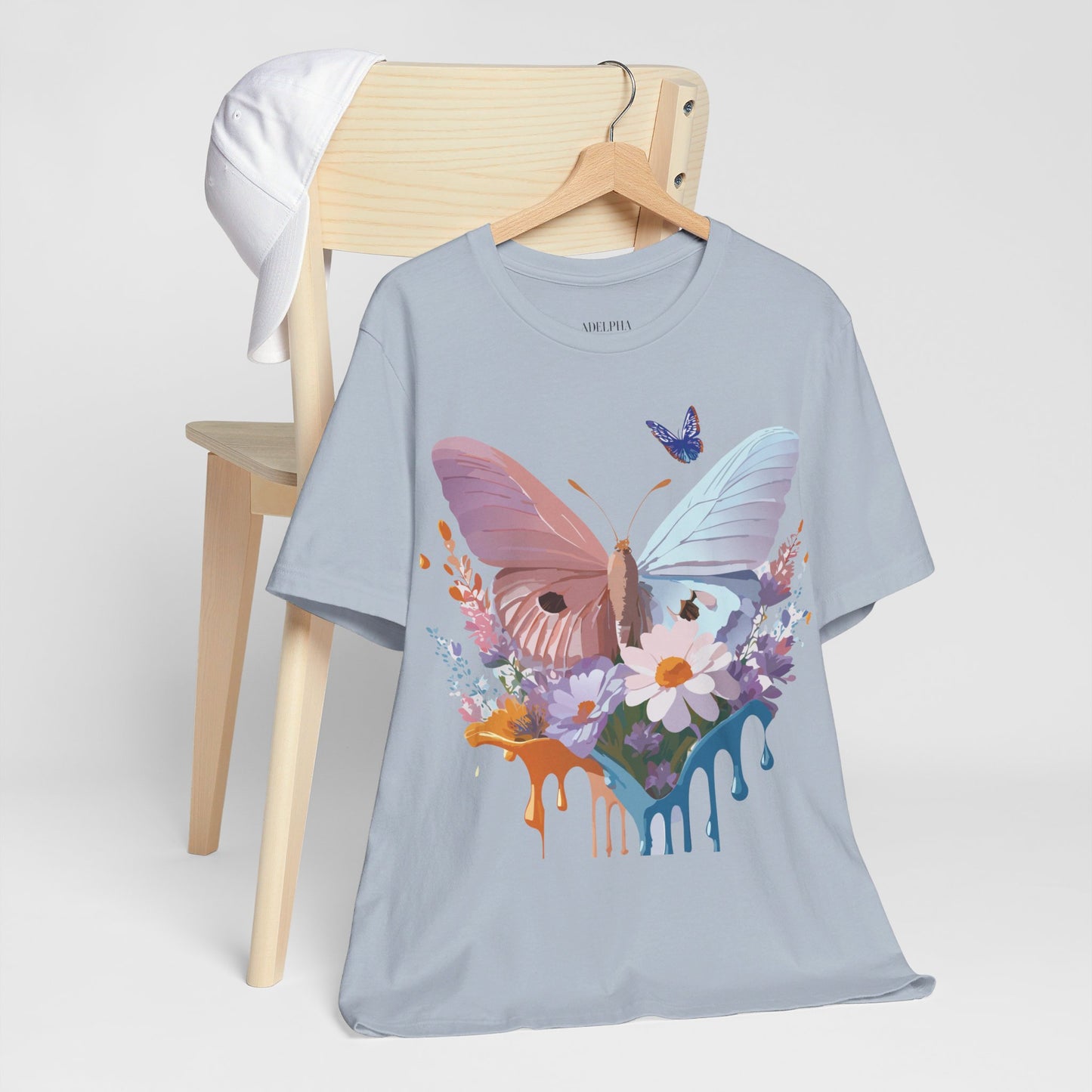 Natural Cotton Tee Shirt with Butterfly