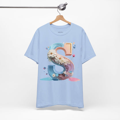 Natural Cotton Tee Shirt - Letters Collection - S Printify