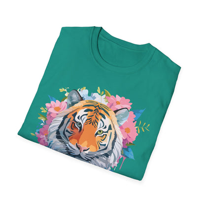 Tiger Print Shirt Unisex Short Sleeve Tee Gildan Softstyle 64000