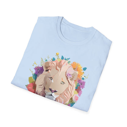 Unisex Lion Shirt Floral Lion Tee Softstyle Gildan 64000 100 Percent Cotton