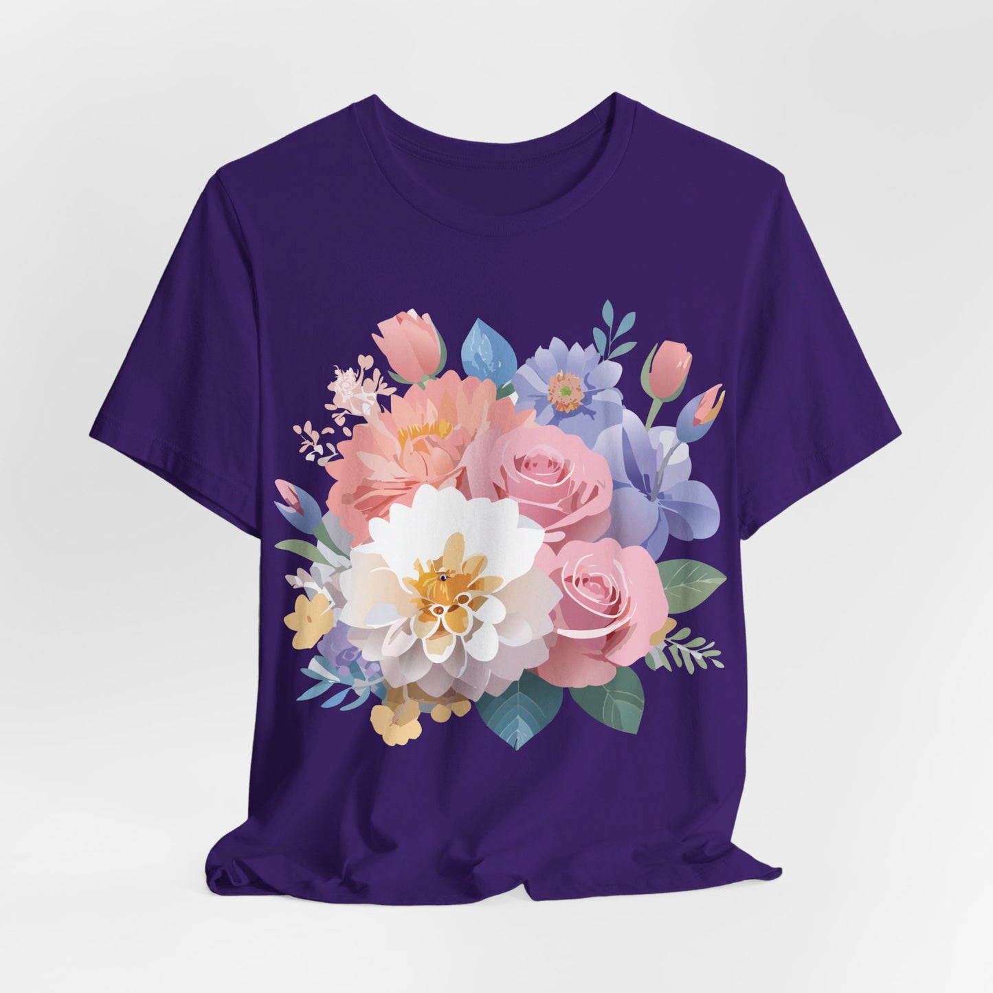 Natural Cotton Tee Shirt with Flowers